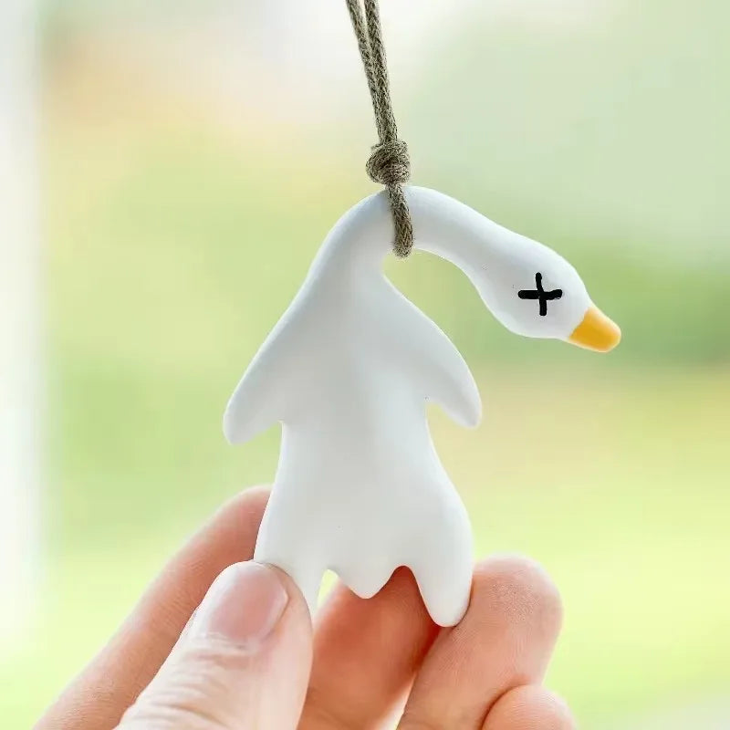 Funny Swing Goose Roasted White Roast Duck Car Pendant Swing Duck Car Hanging Ornament for Car Products Interior Accessories