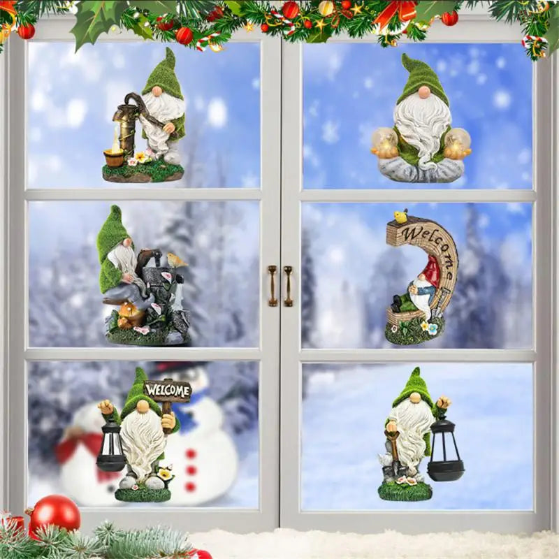 Christmas Sticker Garden Lilliputian Dwarf Wall Sticker Faceless Man Window Sticker Glass Decal Merry Christmas Decor For Home