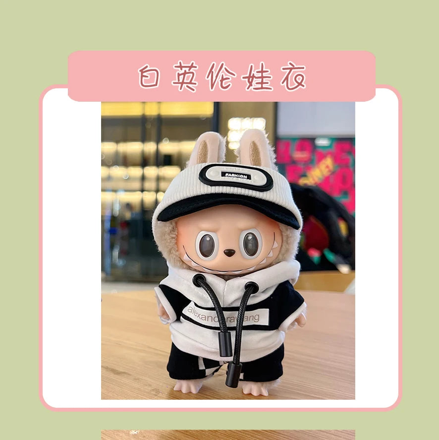 Hot Labubu Doll Clothes Fashion Clothes Hoodies For 17cm Doll Clothes Color Match Hoodies Dolls Accessories Cute Little Cloths