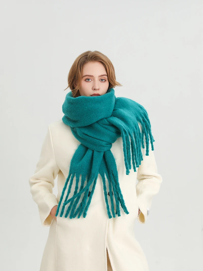 Winter Scarf for Women Cashmere Warm Solid Pashmina Blanket Wraps Female Thick Soft Bufanda Big Tassel Shawl Long Poncho Echarpe