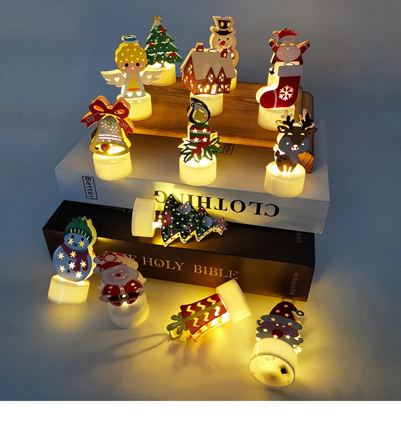 Christmas LED Light Snowman Santa House Luminous Cabin Merry Christmas Decor for Home Xmas Tree Ornaments Kids Gifts New Year