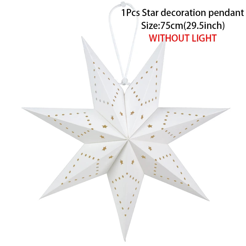 35/45/75cm Hollow Out Star Hanging Pendant Eid Mubarak Decorative Home Islam Muslim Light Paper Lantern Stars Lampshade Decor