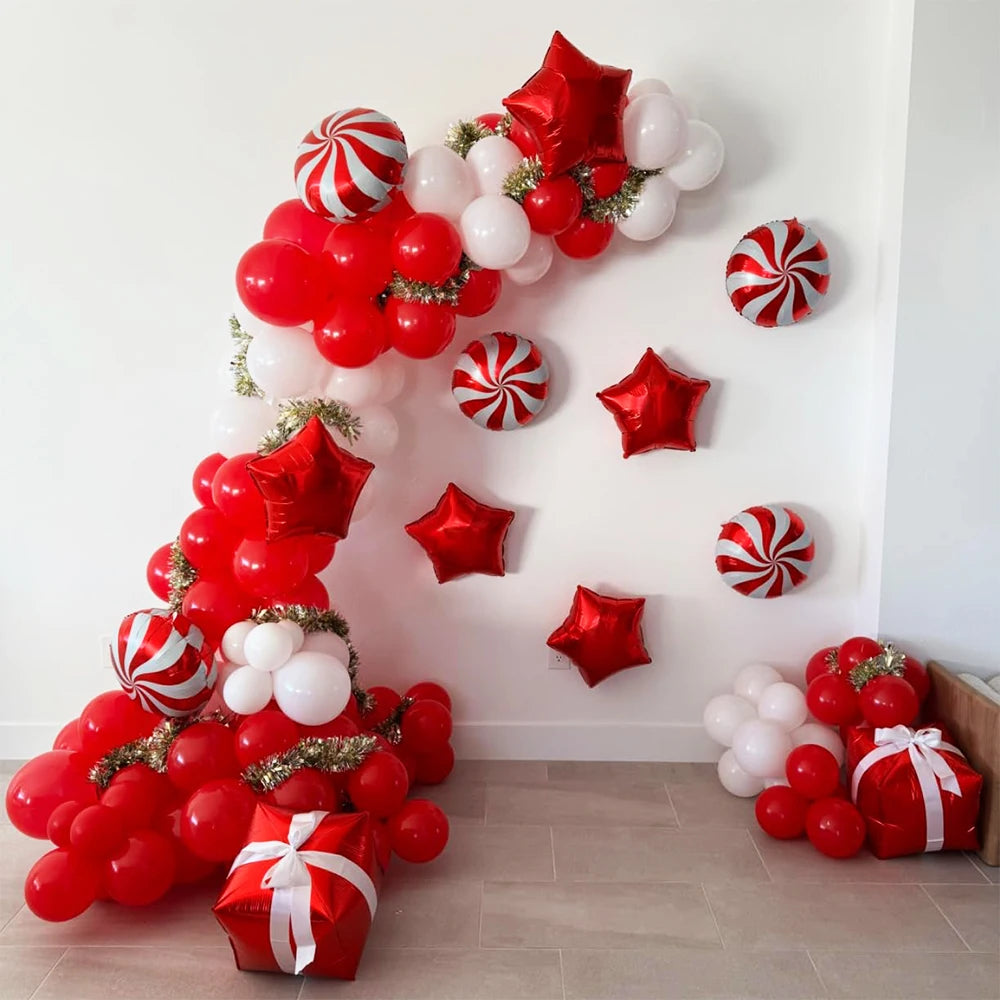 Christmas Balloon Garland Arch Matte  Blloon Red Blue White Balloons Arch Set Merry Christmas Decoration Gifts New Year Balloon