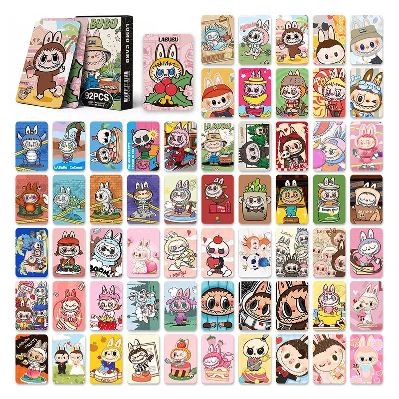 92PCS Labubu Cute Monster Cartoon Photo Card Stickers Pack Anime Accessories