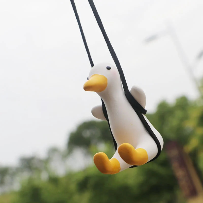 Car Pendant Cute Anime Little Duck Swing Auto Rearview Mirror Hanging Ornaments Interior Decoraction Accessories for Girls Gifts