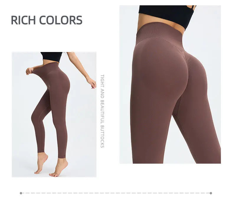 Seamless High Waist Nude Yoga Pants Women's Honey Peach Hip Lifting Tight Fitness Pants Quick Dried Exercise Push Up Yoga Pants