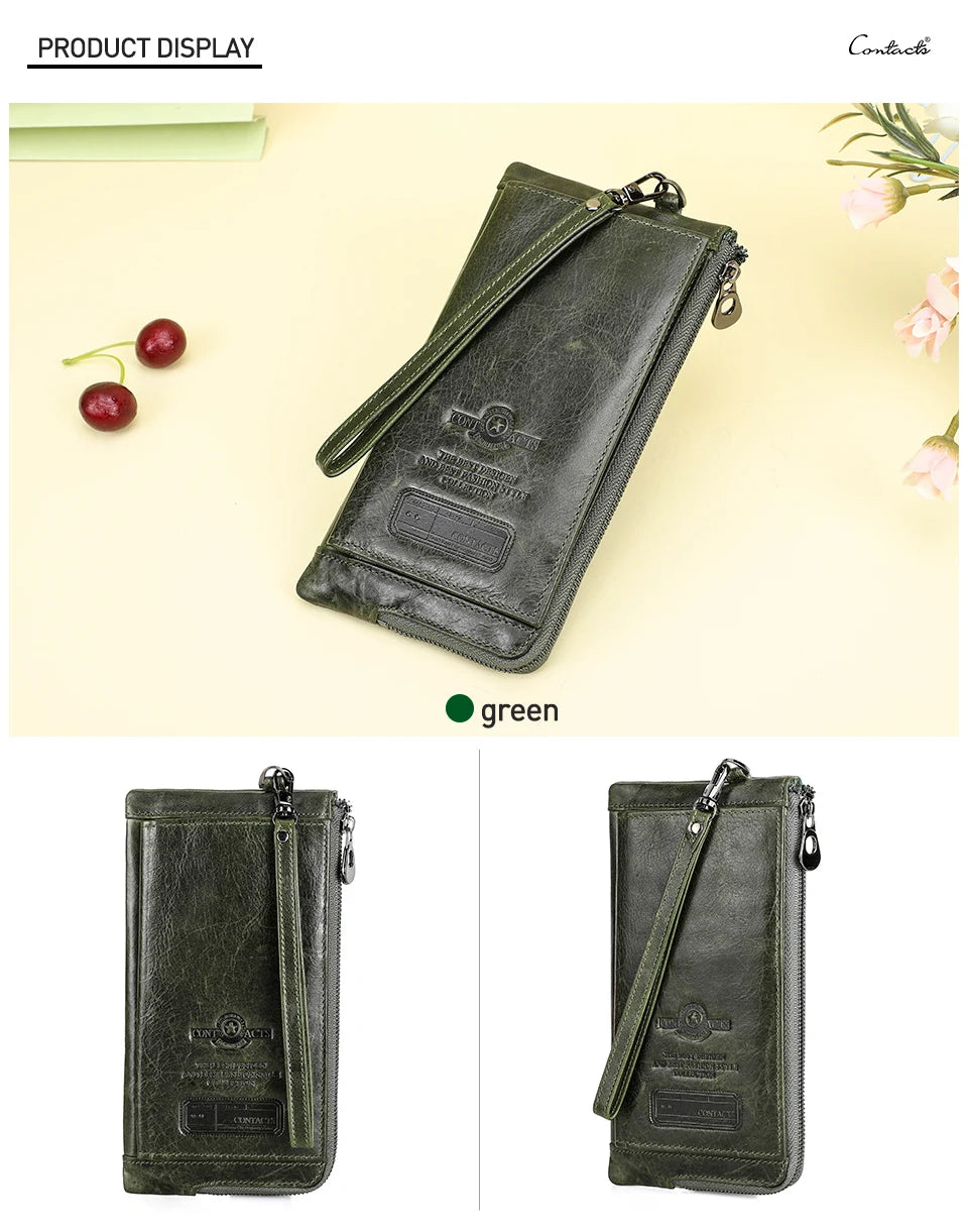 2022 Men Wallet Clutch Genuine Leather Brand Rfid  Wallet Male Organizer Cell Phone Clutch Bag Long Coin Purse Free Engrave