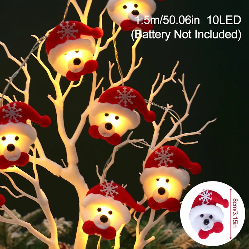 Christmas Santa Claus String Light Garland Xmas Tree Pendant Merry Christmas Decor for Home Noel Navidad Gift 2024 New Year 2025