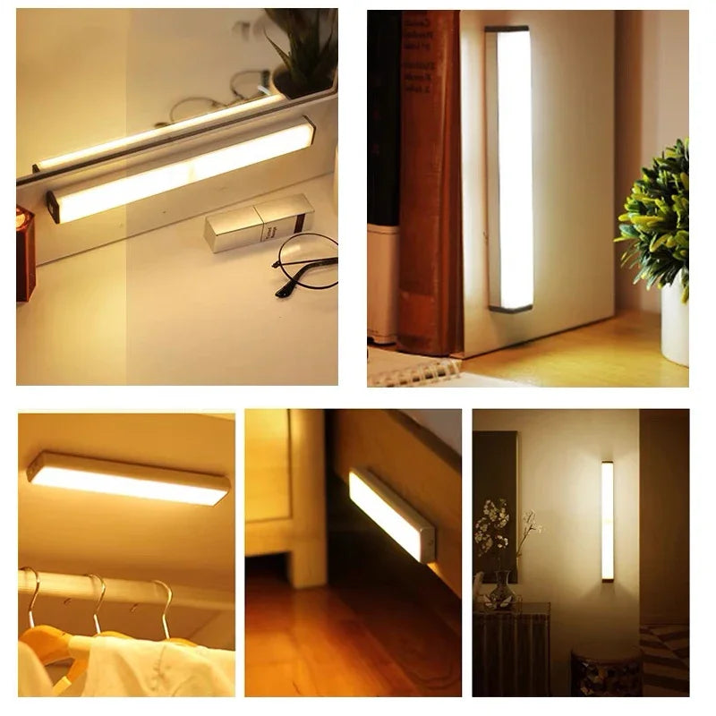 LED Bar Lights USB Rechargeable Motion Sensor Night Light Portable Induction Cabinet Light for Kitchen Room for Wardrobe Hallway