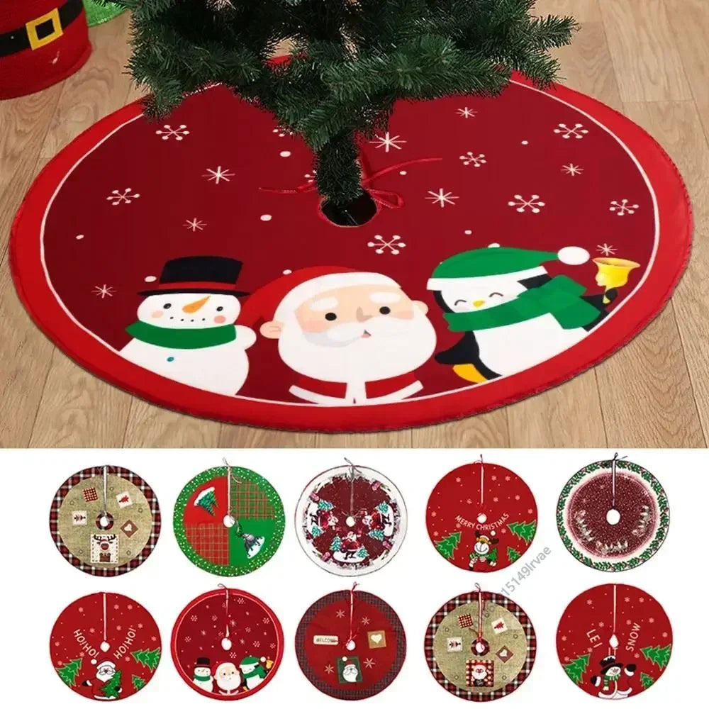 62CM Cartoon Christmas Tree Skirt Crafts Tree Surround Base Set Merry Christmas Decorations for Home Xmas Ornaments Navidad