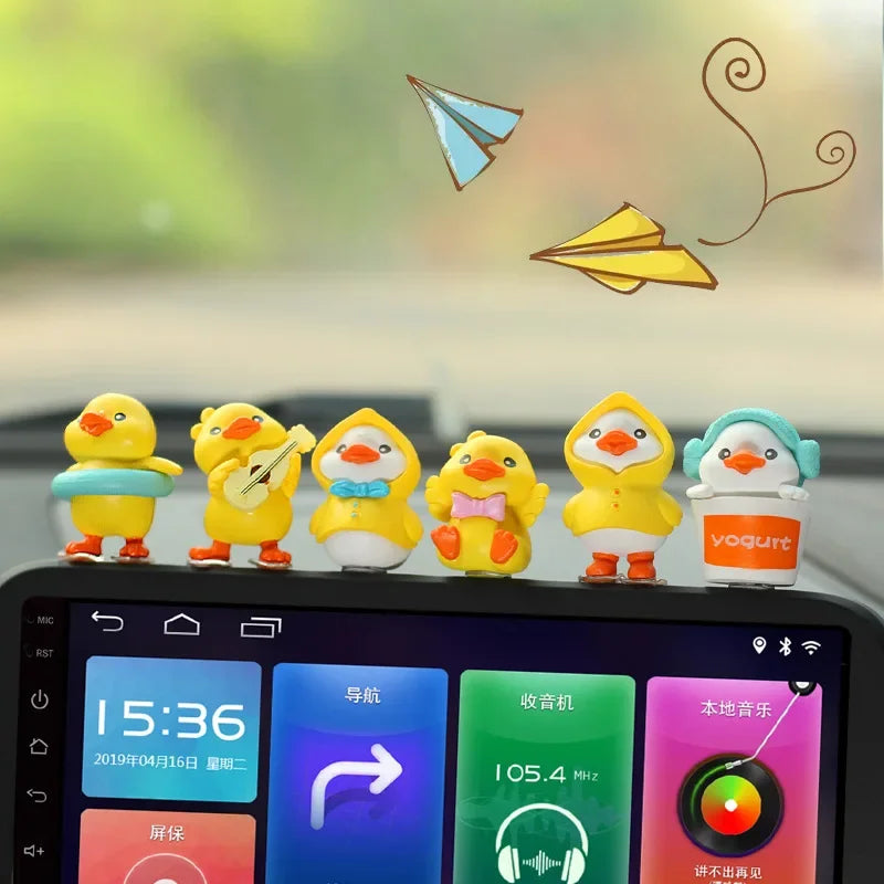 Anime Figure Swing Duck Model Decor Little Yellow Duck Auto Rearview Mirror Hanging Pendant Cute Car Ornaments Accessories Gifts