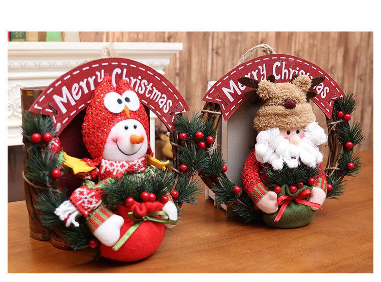 Elk Snowman Rattan Circle Christmas Flower Wreath Shopping Mall Window Christmas Tree Christmas Decorations Children's Doll