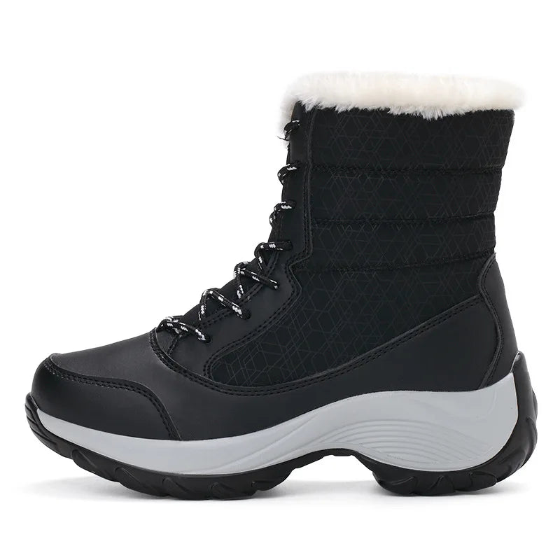 Snow Boots Women Platform Boots Non-slip Women Winter Shoes Fur Warm Ankle Boots for Women Wedges Waterproof Thigh High Boots