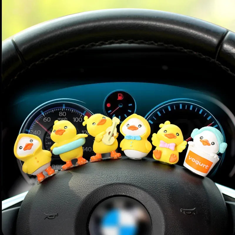 Anime Figure Swing Duck Model Decor Little Yellow Duck Auto Rearview Mirror Hanging Pendant Cute Car Ornaments Accessories Gifts