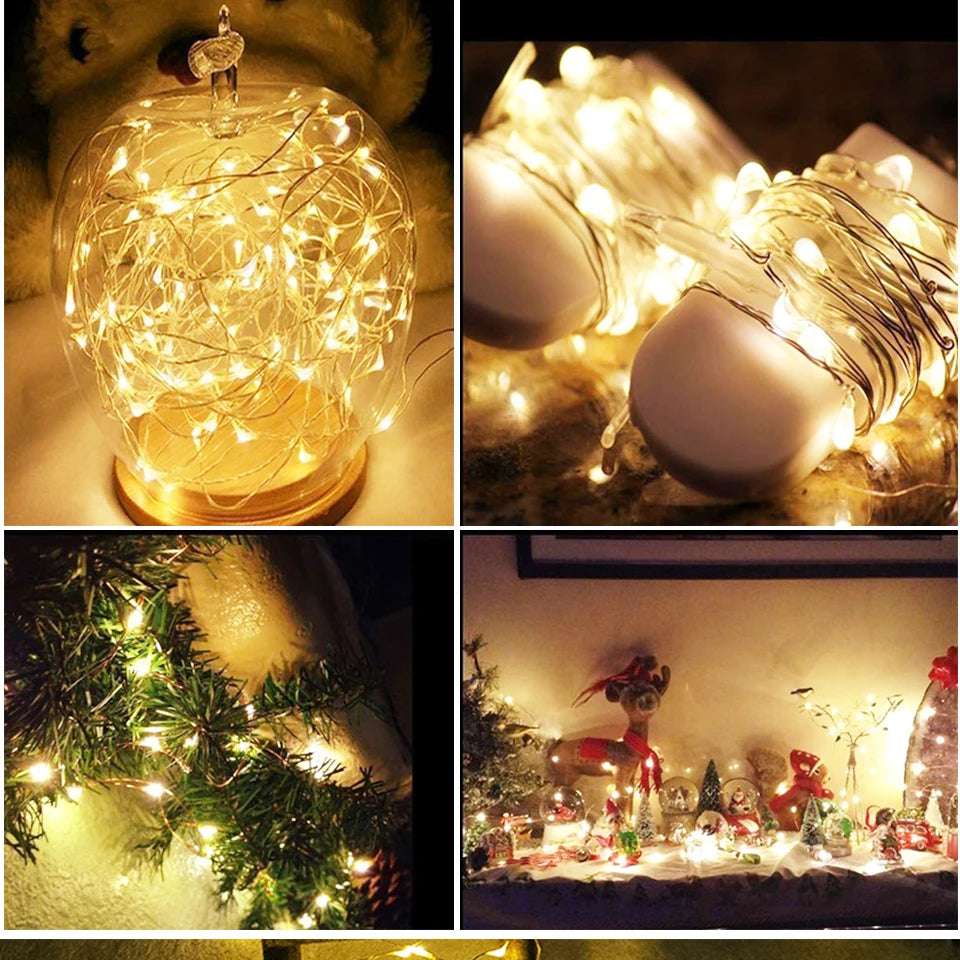 1M 2M 3M 5M LED Copper Wire String Lights Fairy Light Outdoor Garland Wedding Light for Home Christmas Garden Holiday Decoration