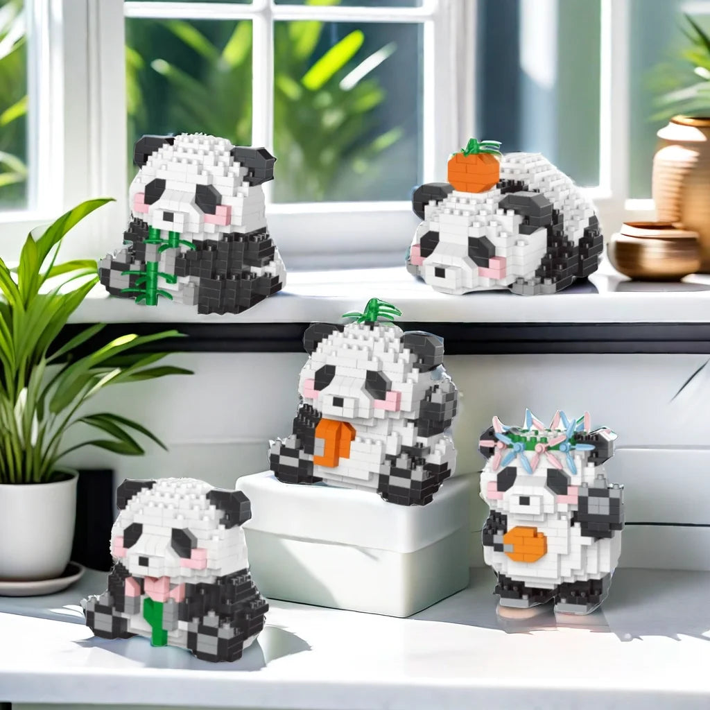 Adorable Panda-Shaped Building Blocks Toy Set: Desirable Desktop Decor, Perfect Gift, Panda Lover's Delight, Children's Joy