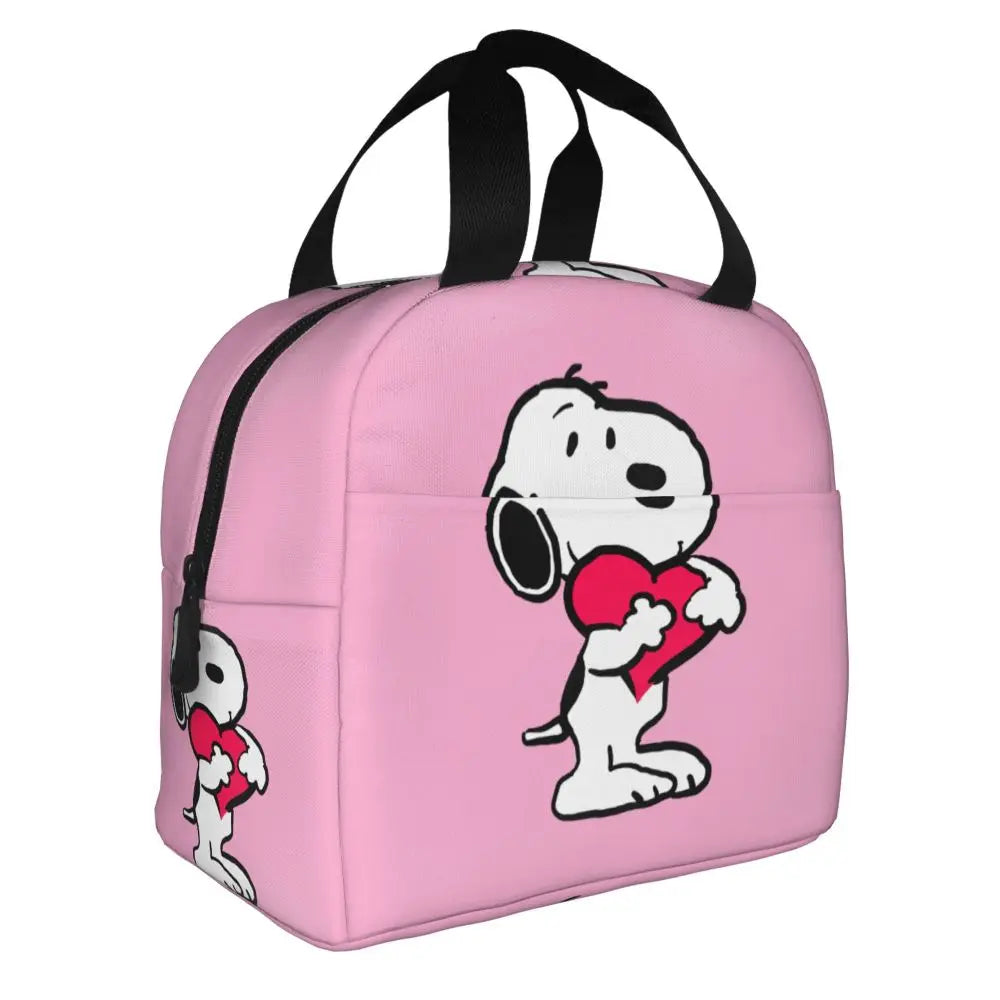 Custom Funny Cartoon Snoopy Lunch Box Waterproof Thermal Cooler Food Insulated Lunch Bag Kids For Kids Portable Picnic Tote Bags