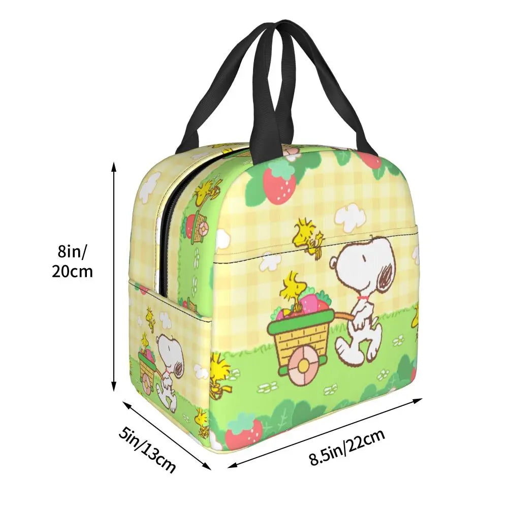 Custom Funny Cartoon Snoopy Lunch Box Waterproof Thermal Cooler Food Insulated Lunch Bag Kids For Kids Portable Picnic Tote Bags