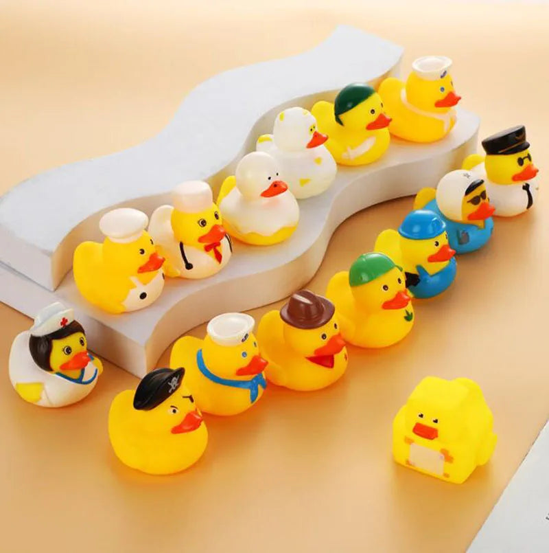 1pcs Baby Cute Duck Bath Toys Rubber Yellow Ducks Washing Swimming Toddler Toys Squeeze Sound Kids Wash Play Funny Gift