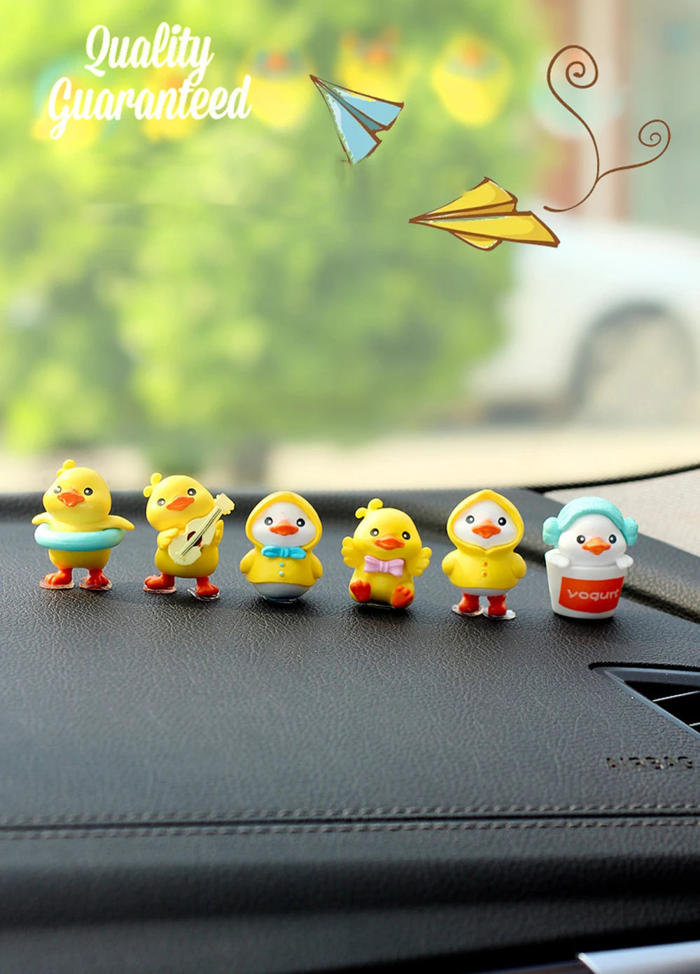 Anime Figure Swing Duck Model Decor Little Yellow Duck Auto Rearview Mirror Hanging Pendant Cute Car Ornaments Accessories Gifts