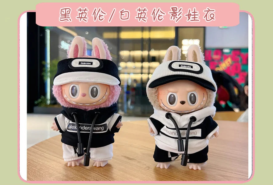 Hot Labubu Doll Clothes Fashion Clothes Hoodies For 17cm Doll Clothes Color Match Hoodies Dolls Accessories Cute Little Cloths