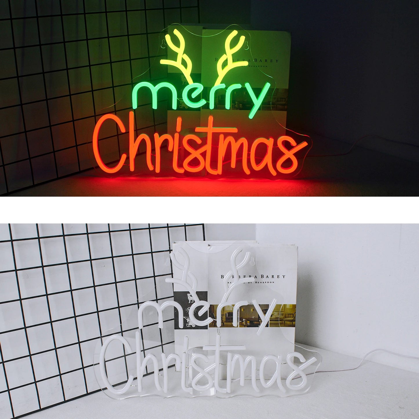 Merry Christmas Neon Sign Red Green LED Lights With Small Decor Dimmable Room Decoration For Festival Home Party Wall Lamp Signs