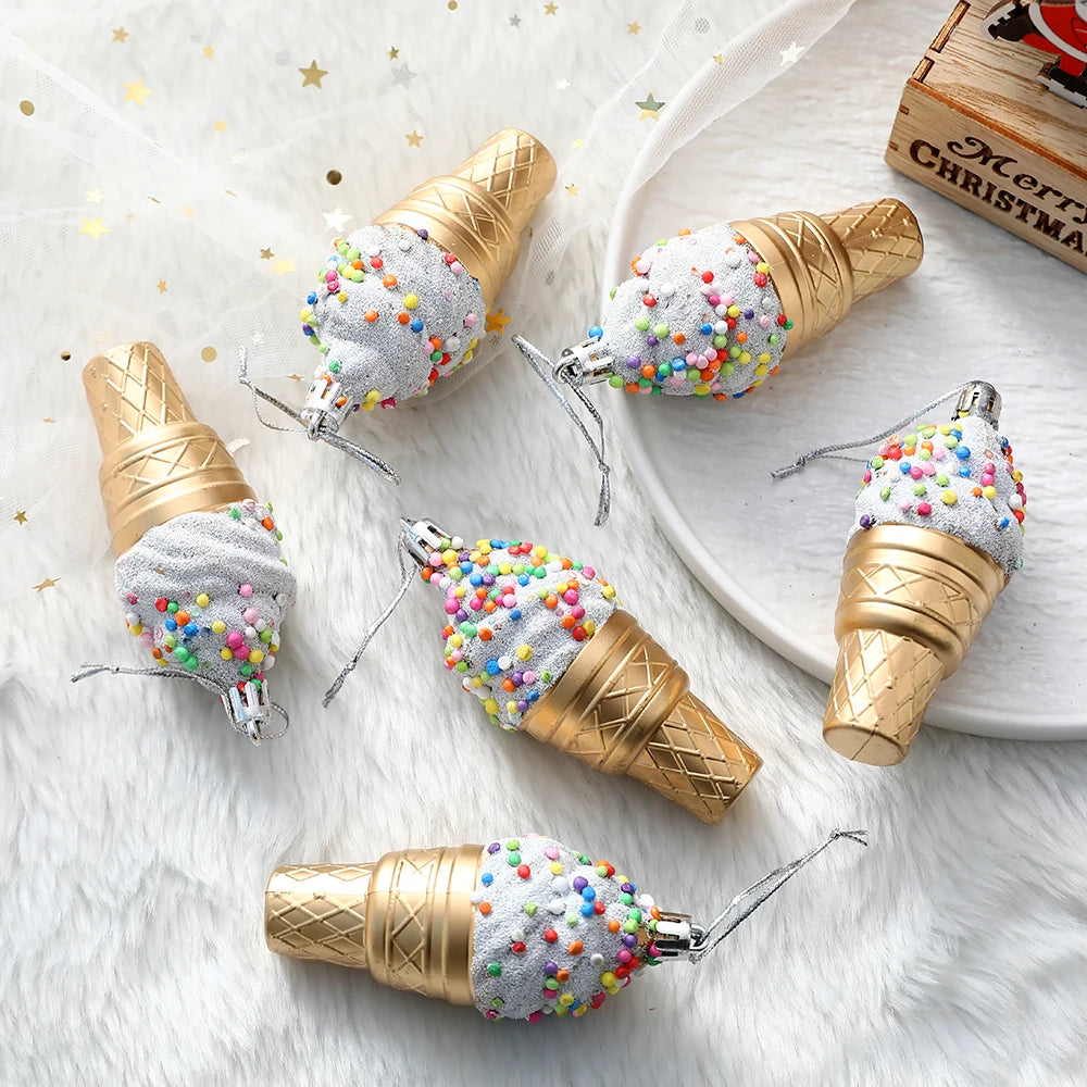 Christmas Hanging Candy Balls Ornament Donut Cupcake Ice Cream Cone Christmas Tree Pendant Home Navidad Christmas Decoratio 2024