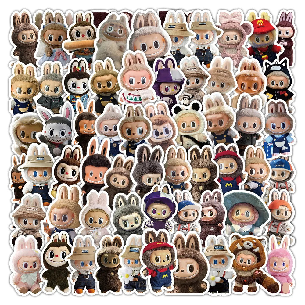 10/30/62PCS Cute Labubu Doll Stickers Cartoon Originality Decoration Laptop Phone Guitar Bike Decals DIY Waterproof Kids Toy