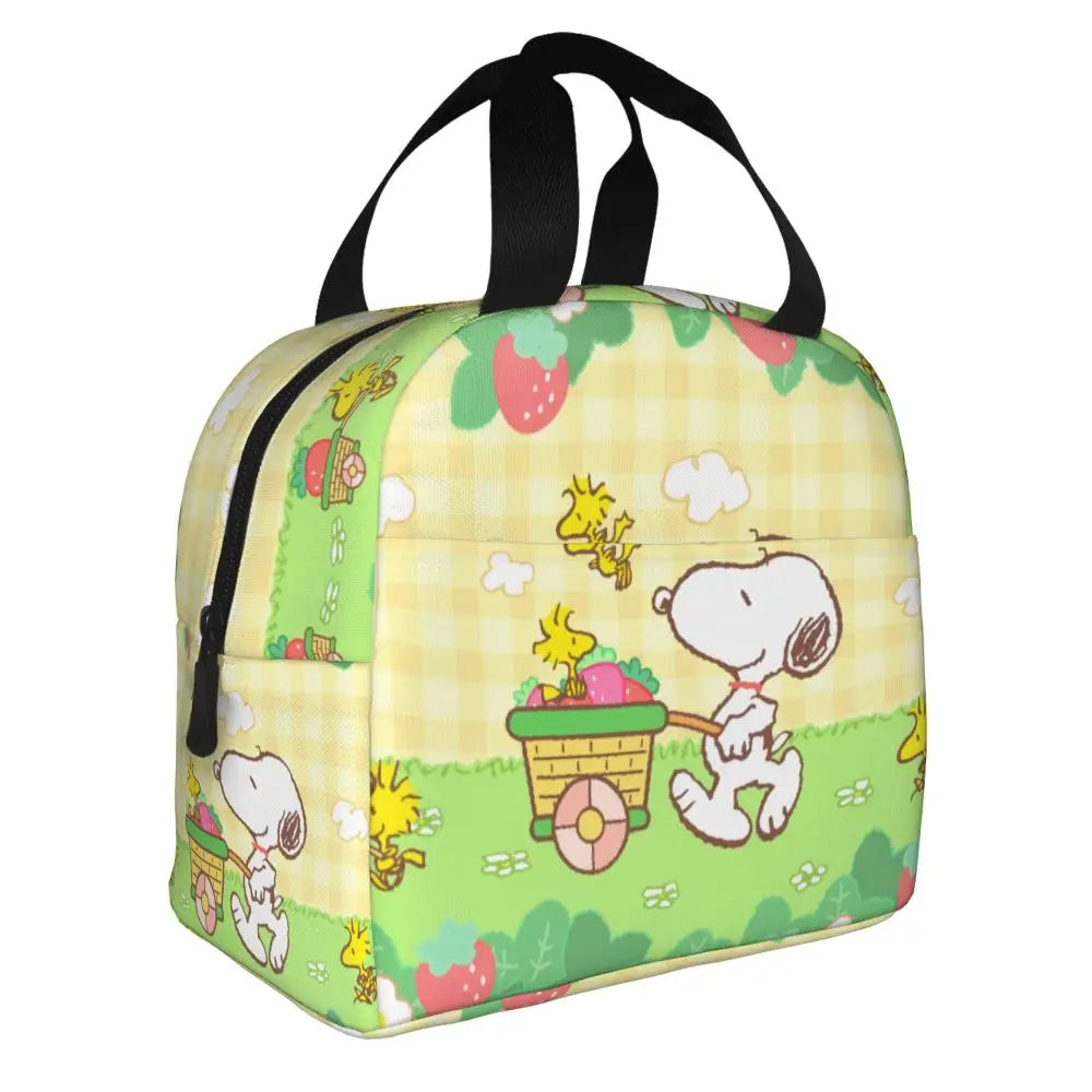 Custom Funny Cartoon Snoopy Lunch Box Waterproof Thermal Cooler Food Insulated Lunch Bag Kids For Kids Portable Picnic Tote Bags