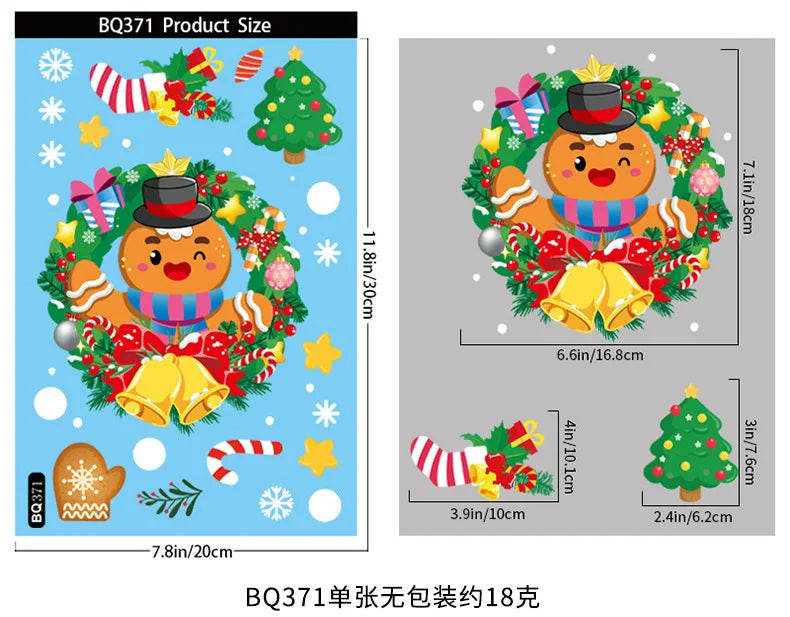 2025 Santa Claus Reindeer Window Glass Stickers Snowman Snowflake Electrostatic Wall Sticker Merry Christmas Decor for Home Noel