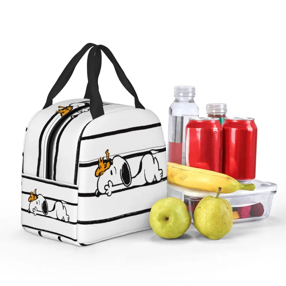 Custom Funny Cartoon Snoopy Lunch Box Waterproof Thermal Cooler Food Insulated Lunch Bag Kids For Kids Portable Picnic Tote Bags