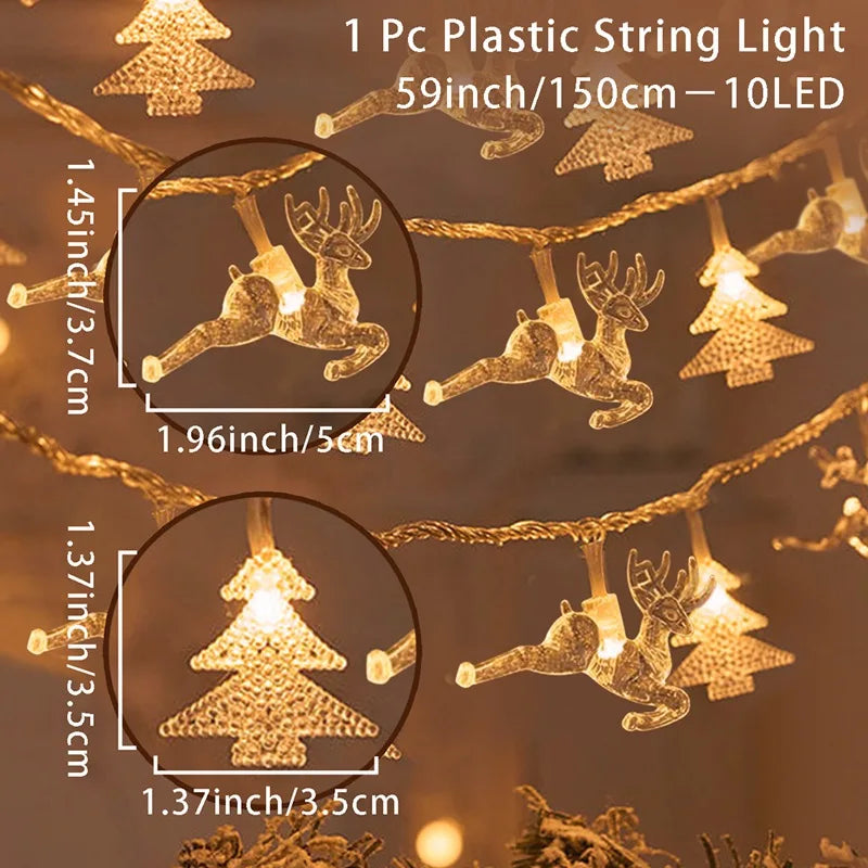 Christmas Santa Claus String Light Garland Xmas Tree Pendant Merry Christmas Decor for Home Noel Navidad Gift 2024 New Year 2025