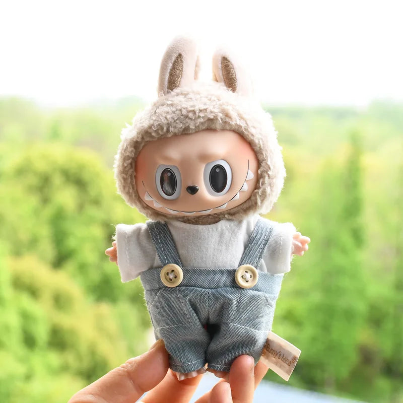 17cm Cute Mini Plush Doll'S Clothes Outfit Accessories For Korea Kpop Exo Labubu Idol Dolls Overalls Hat Clothing DIY Kids Gift