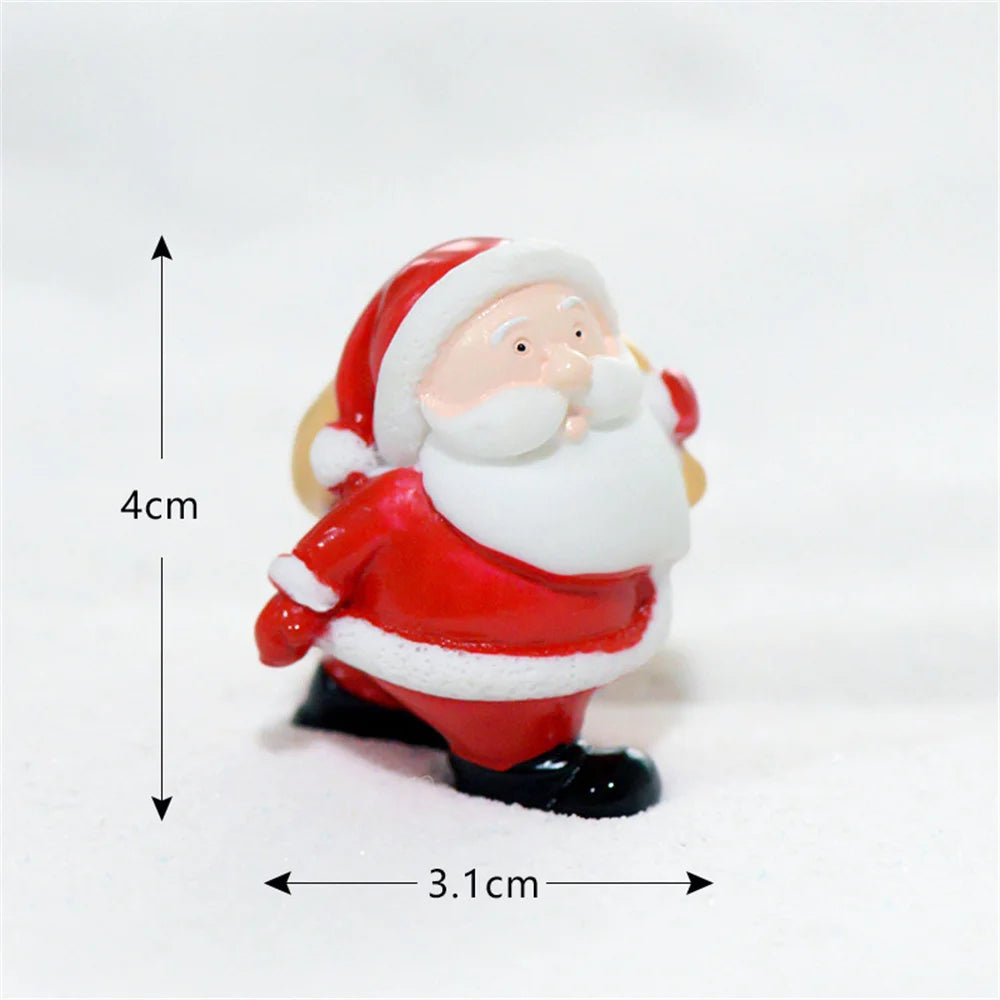 Christmas Mini Resin Figurines Miniatures Santa Claus Snowman Elk Ornament Micro Landscape Merry Xmas Ornament Decoration 2024