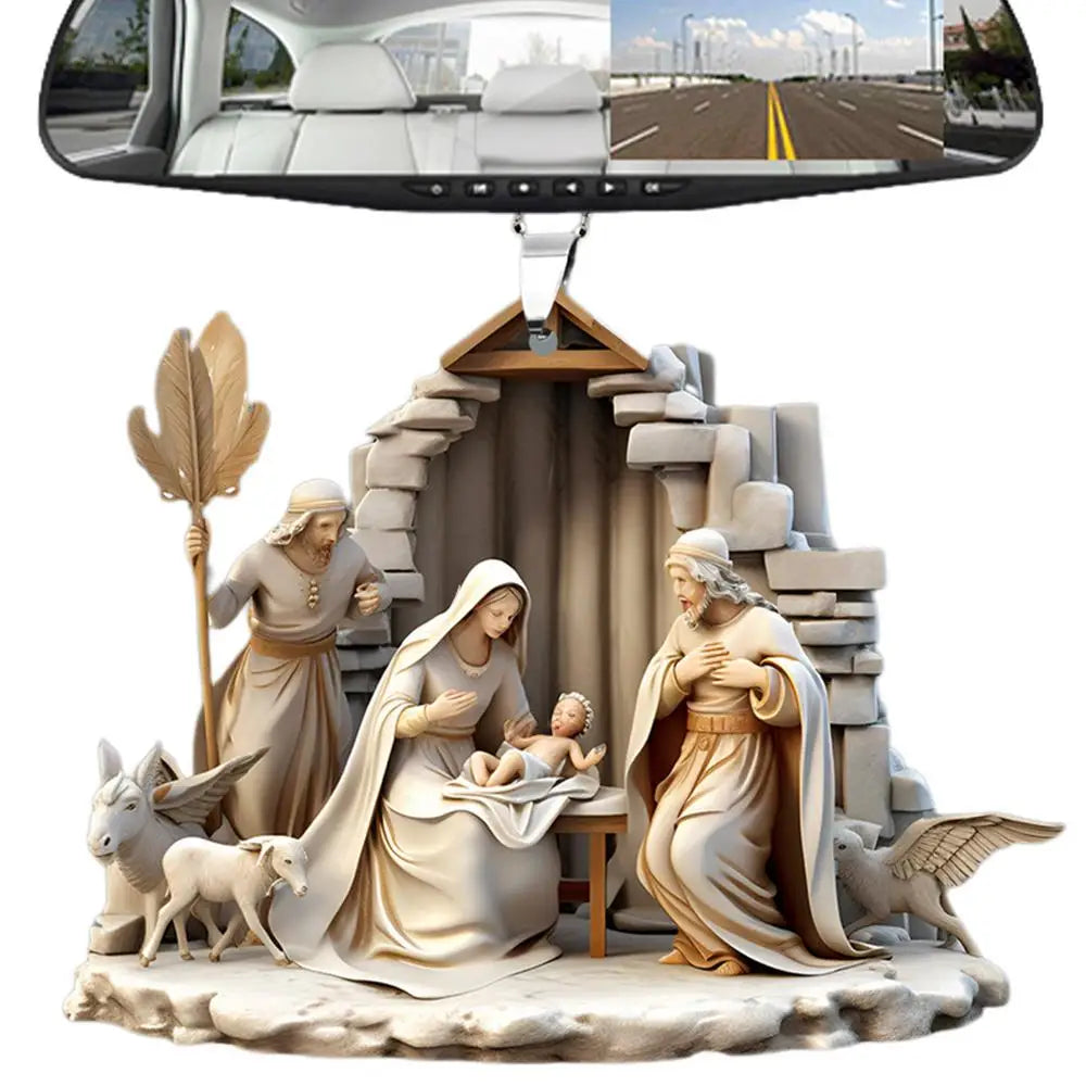 Christmas Nativity Scene Ornaments The Birth Of Jesus Decor Nativity Scene Acrylic 3D Decoration For Christmas Tree car Decor