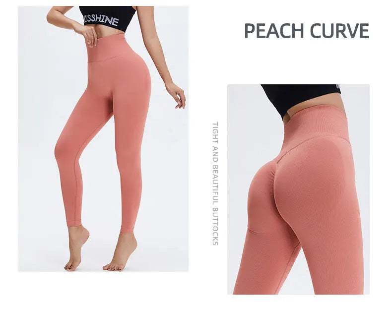 Seamless High Waist Nude Yoga Pants Women's Honey Peach Hip Lifting Tight Fitness Pants Quick Dried Exercise Push Up Yoga Pants