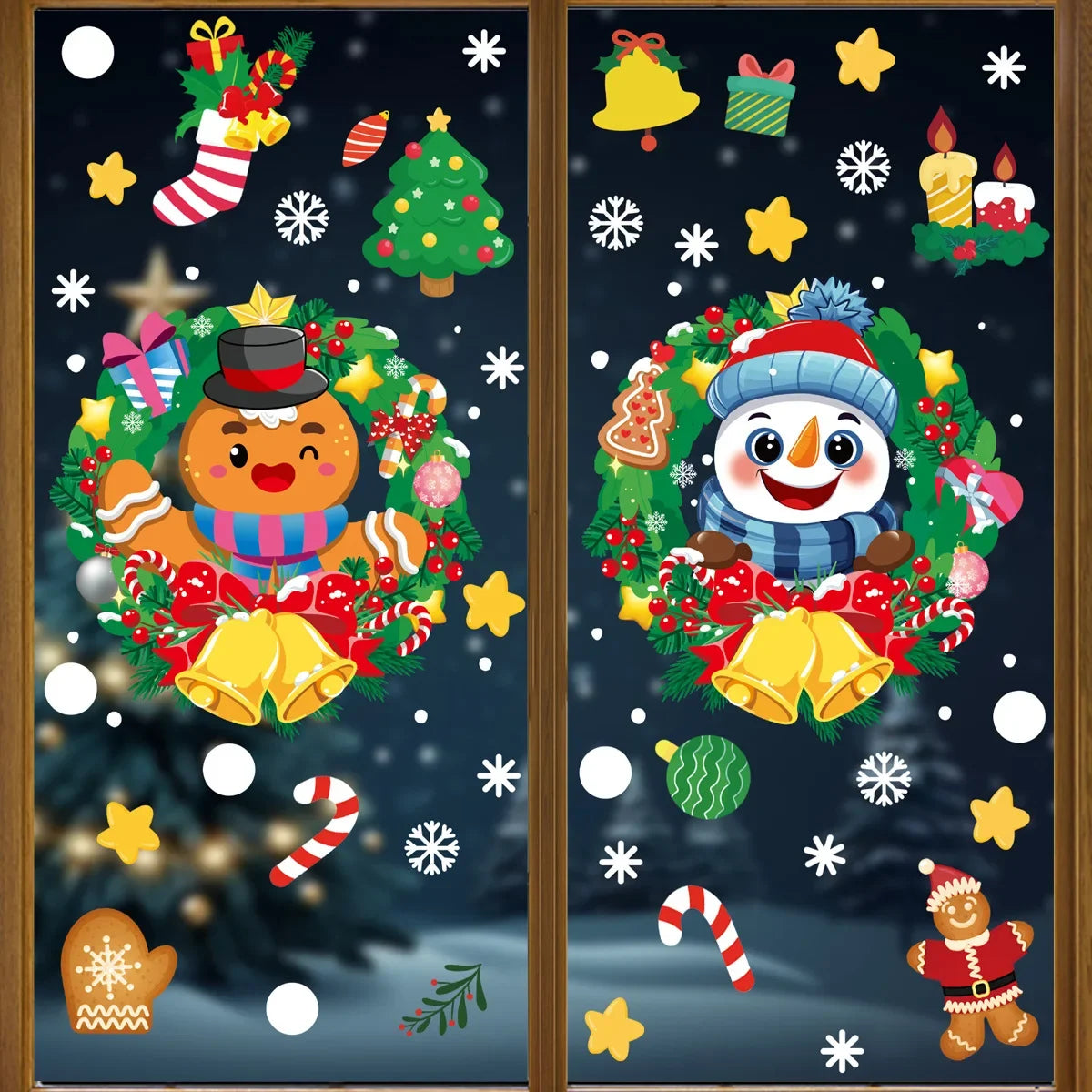 2025 Santa Claus Reindeer Window Glass Stickers Snowman Snowflake Electrostatic Wall Sticker Merry Christmas Decor for Home Noel