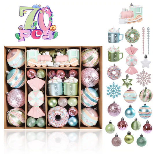 New Christmas Ball Decoration Kraft Paper Set Box Karon Donuts Pink Candy Unicorn Ice CreamWedding Props Party Scene Layout