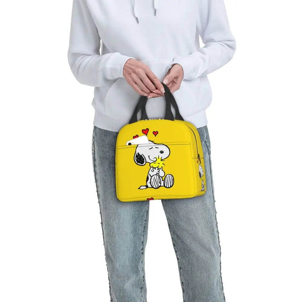 Custom Funny Cartoon Snoopy Lunch Box Waterproof Thermal Cooler Food Insulated Lunch Bag Kids For Kids Portable Picnic Tote Bags