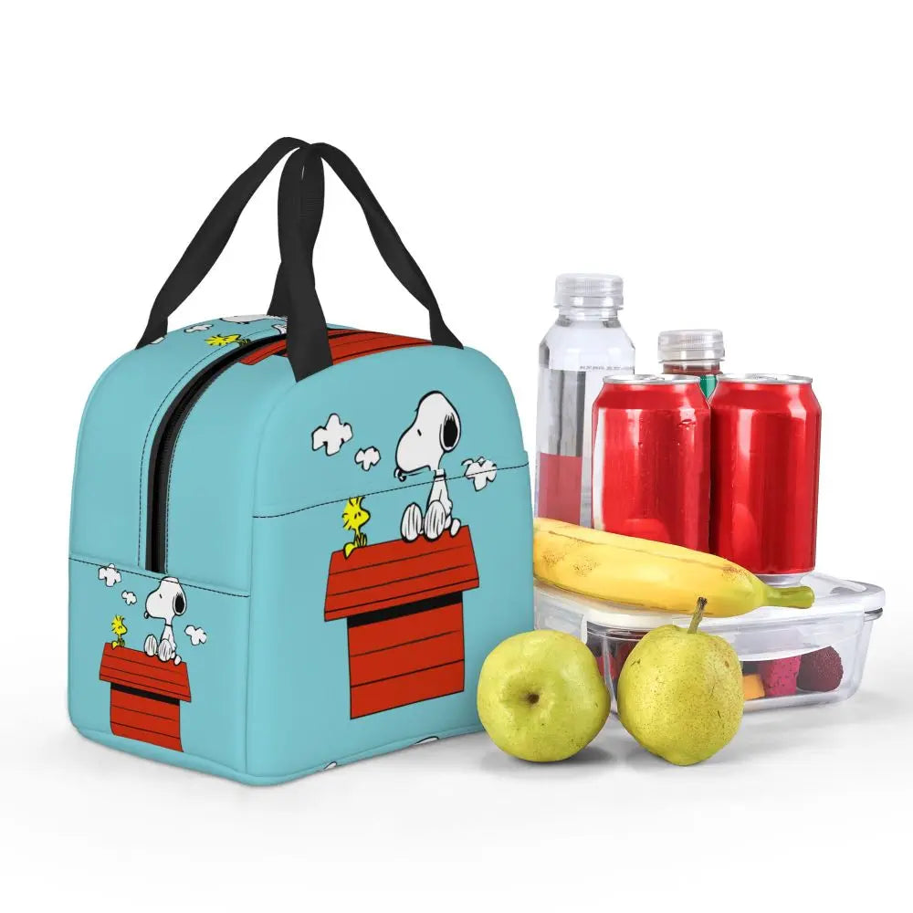 Custom Funny Cartoon Snoopy Lunch Box Waterproof Thermal Cooler Food Insulated Lunch Bag Kids For Kids Portable Picnic Tote Bags