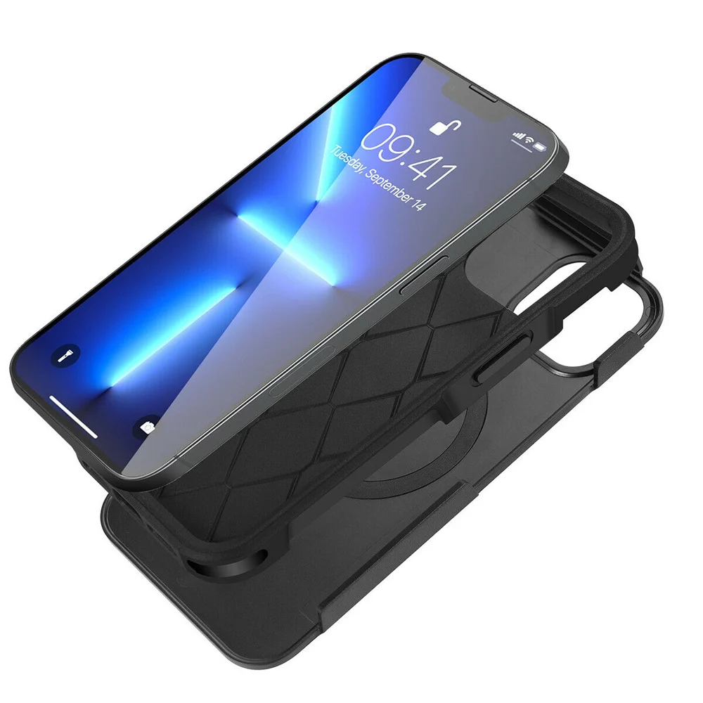 For MagSafe Phone Case For iPhone 16 13 12 Pro Mini Max 11 15 14 Plus Shockproof Heavy Duty Rugged Magnetic Hybrid Matte Cover