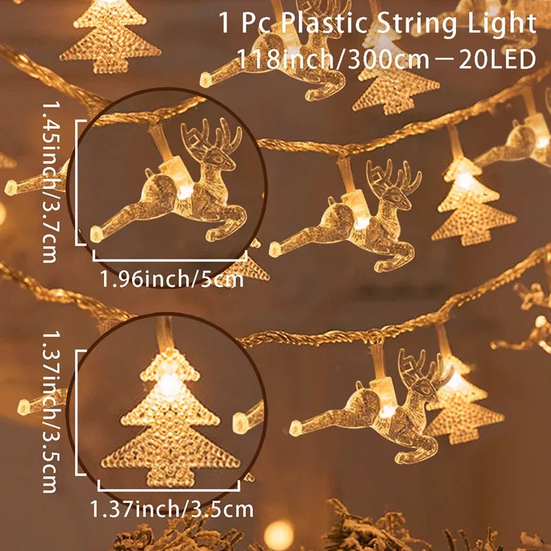 Christmas Santa Claus String Light Garland Xmas Tree Pendant Merry Christmas Decor for Home Noel Navidad Gift 2024 New Year 2025