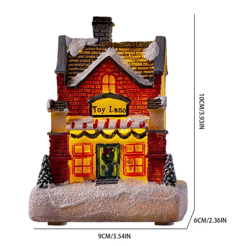 Glowing Christmas Cabin House with Led Lights Christmas Story Village Houses Festival Ornament Christmas Atmospheres Decor Props