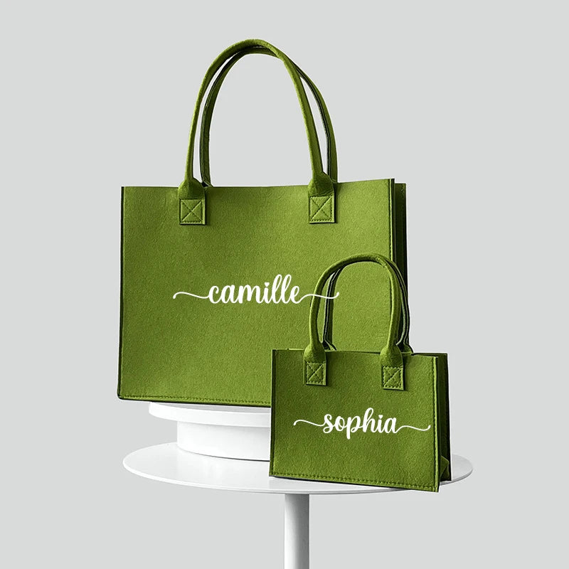 Custom Tote Handbag with Name Felt Totter Personalized Felt Bags Business Logo Gift Bridesmaid Bachelorette 25x25cm Party Gift