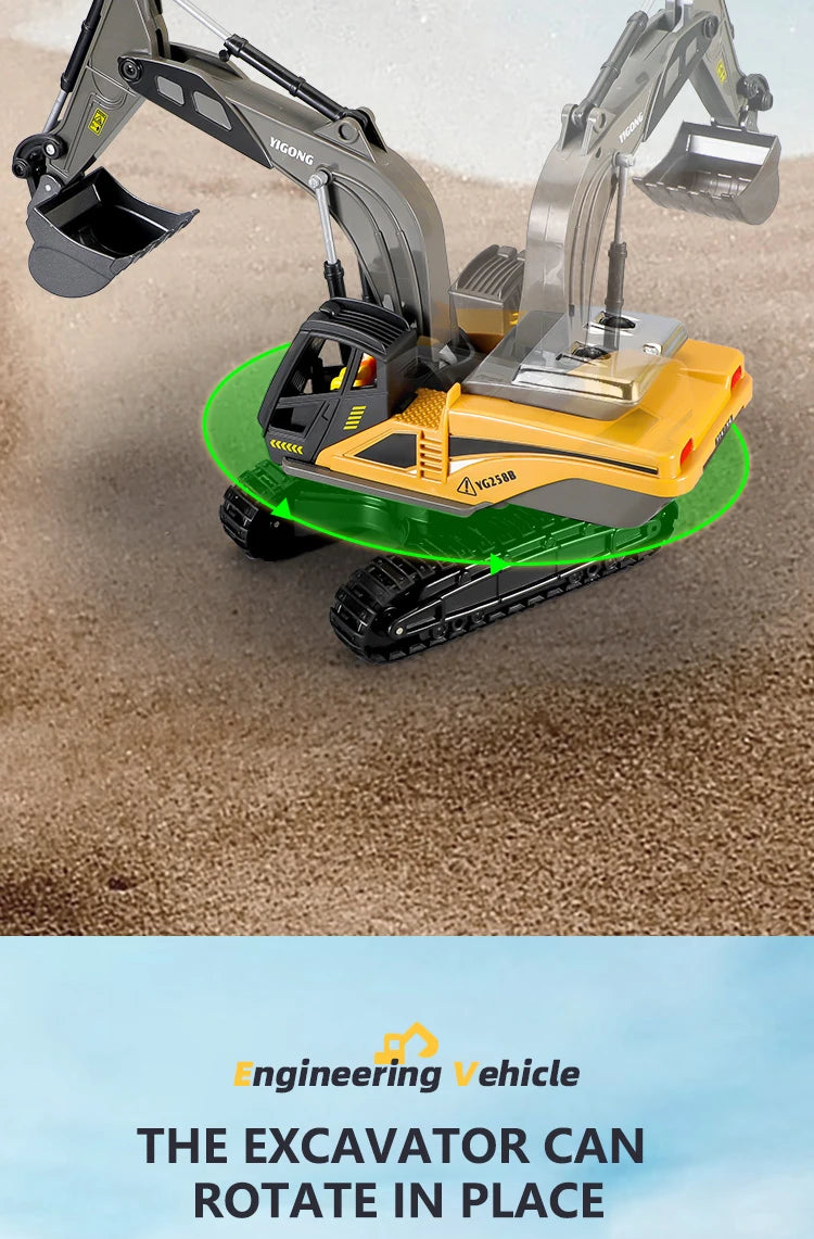 RC Excavator Dumper Car 2.4G Remote Control Engineering Vehicle Crawler Truck Bulldozer Toys for Boys Kids Christmas Gifts