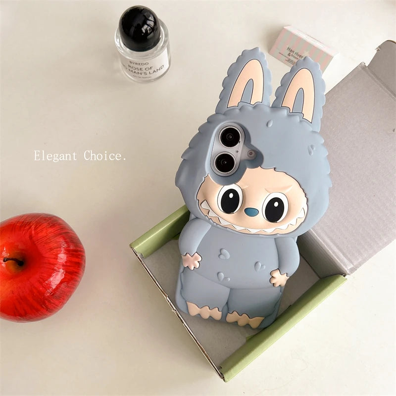 For iPhone 16 promax 15 14 Plus 13 12 Pro Max Phone Case 3D Labubu Cute New Cartoon Kawaii Soft Silicone iphone 16Pro Cover