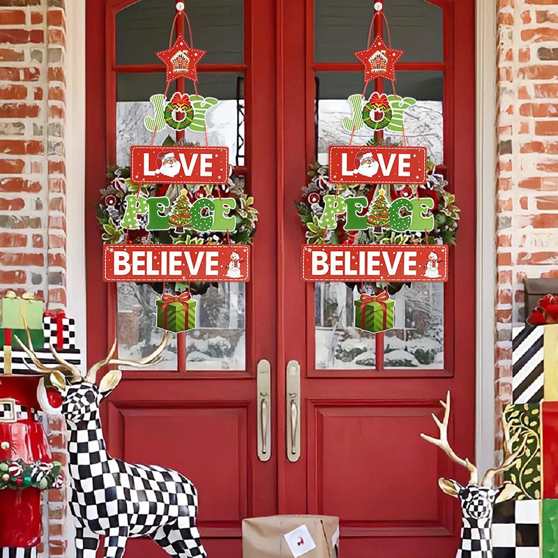 Christmas Door Hanging Paper Ornament Banner Xmas Tree Santa Claus Pendants Merry Christmas Decoration for Home New Year 2024