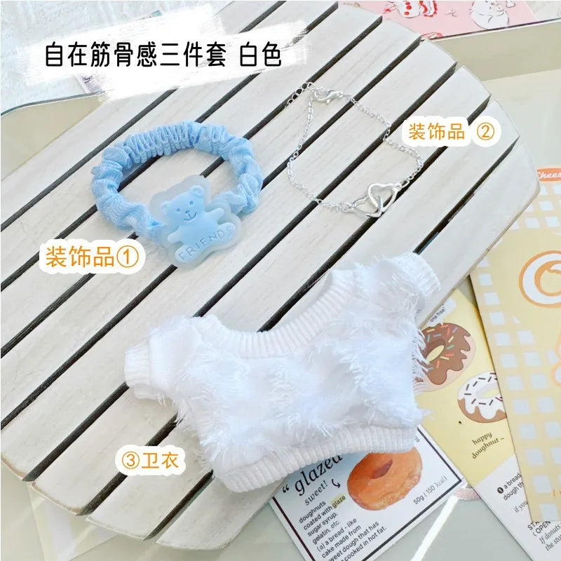 17cm Labubu Clothes Cute Mini Plush Doll's Outfit Accessories Suit Overalls Dress Hairpin for Labubu Dolls Fans Children Gift