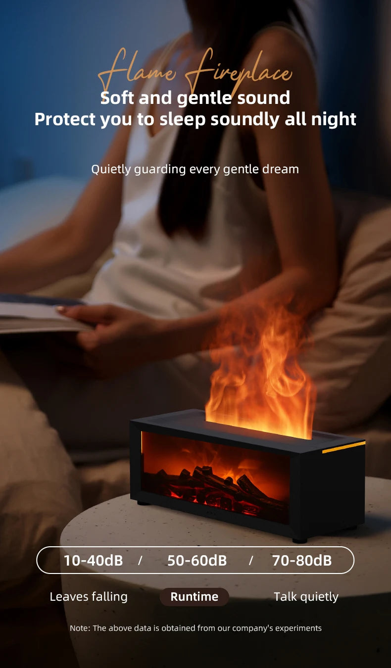 Creative Fireplace Air Humidifier Waterless Auto-Off Aroma Essential Oil Diffuser with LED Light & Remote Control for Home Gift