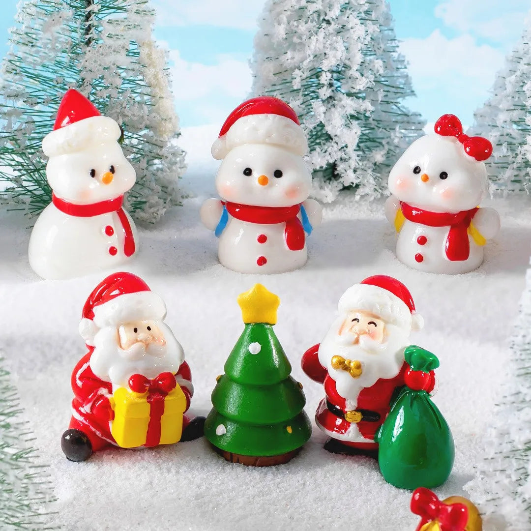 XMAS Resin Elk Santa Claus Ornaments Merry Christmas Decoration For Home Figurines Miniatures 2023 New Year Xmas Box Decor